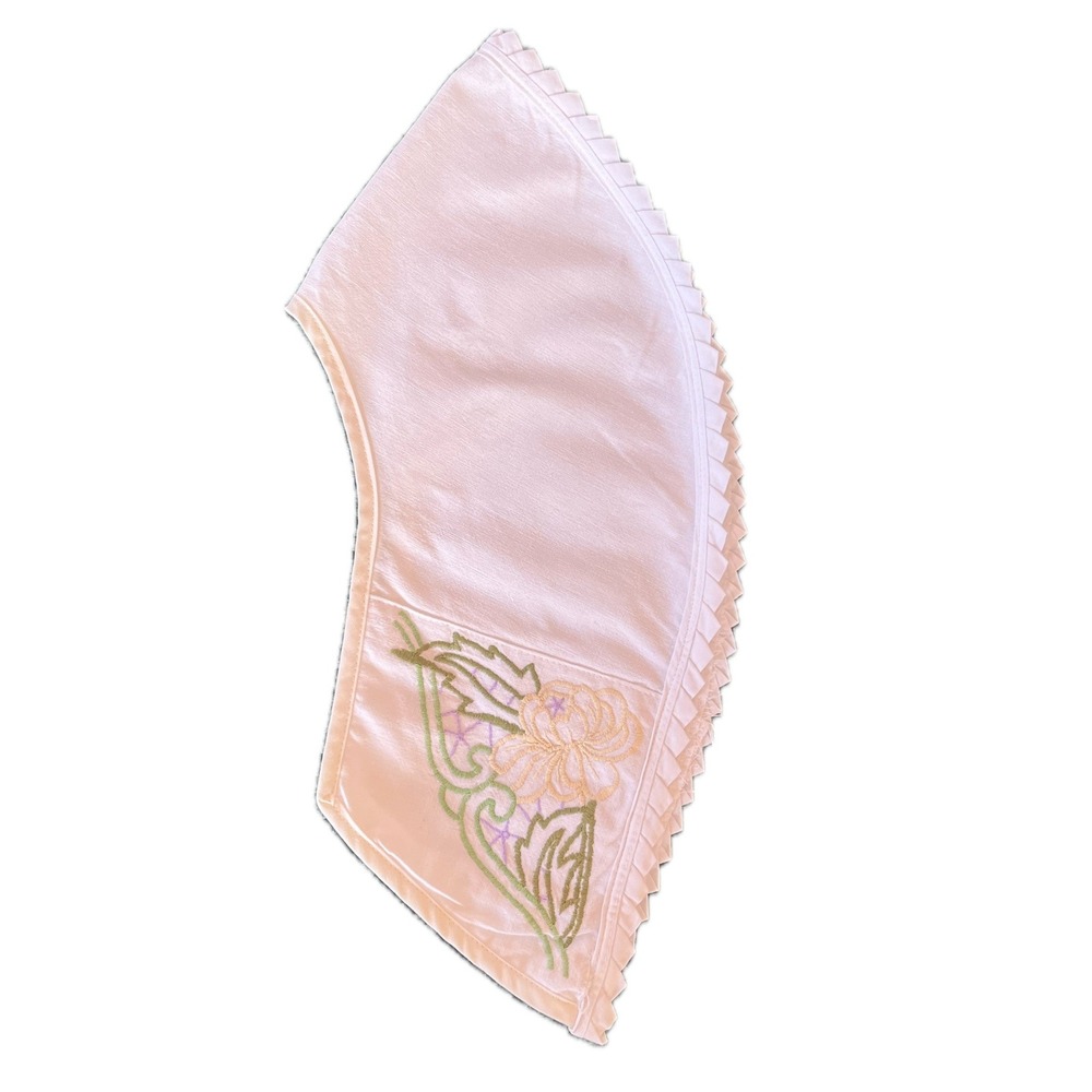 Vintage White Embroidered Detachable Collar Floral Pleated Trim Cottagecore Chic